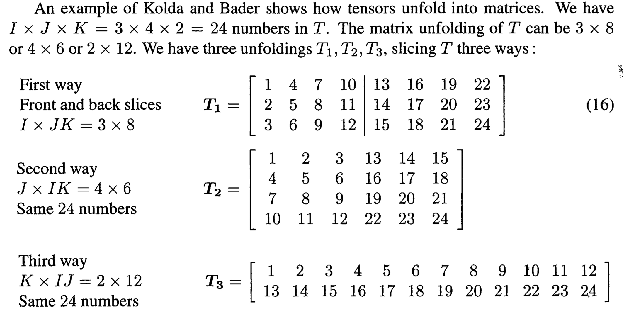 matricizing methods